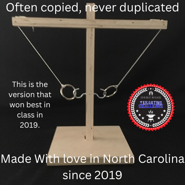 This is the orginal version that won Tailgating Challenge Best Of Class in 2019 . All of our games are hand made by hand with love in the USA.